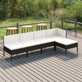 Garden Lounge Set Black, Cream White