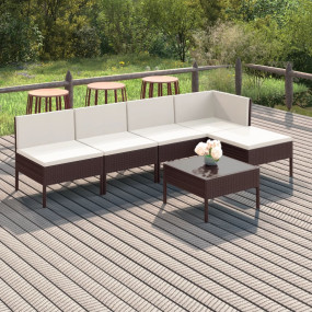 Garden Lounge Set Brown, Cream White