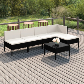 Garden Lounge Set Black, Cream White