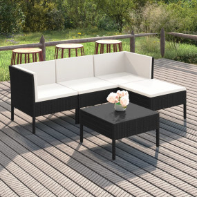Garden Lounge Set Black, Cream White