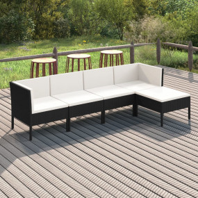Garden Lounge Set Black and cream white