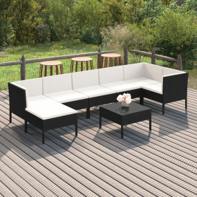Garden Lounge Set Black and cream white
