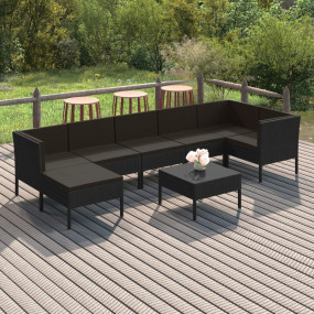 Garden Lounge Set Black
