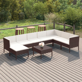 Garden Lounge Set Brown, Cream White