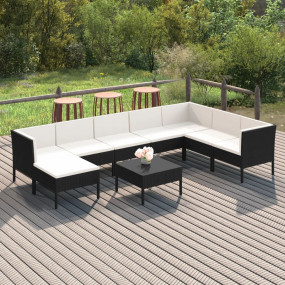 Garden Lounge Set Black, Cream White