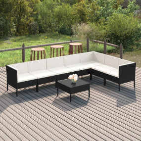 Garden Lounge Set Black PE rattan Standard Modular