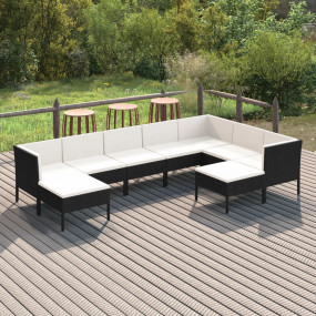 Garden Lounge Set Black, Cream White