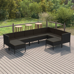Garden Lounge Set Black