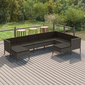 Garden Lounge Set Grey PE rattan Large Modular