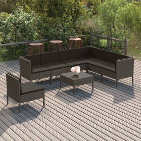 Garden Lounge Set Grey PE Rattan Large Modular