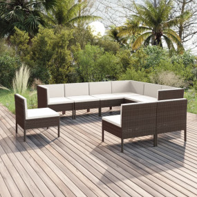 Garden Lounge Set Brown, Rattan PE Rattan Large Modular