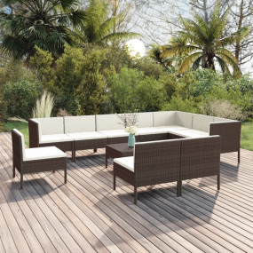 Garden Lounge Set Brown PE Rattan Large Modular