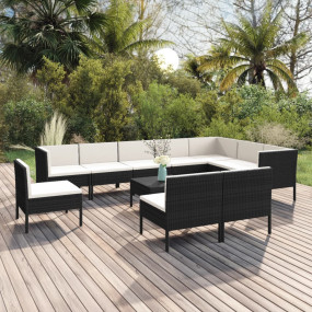 Garden Lounge Set Black and Cream White