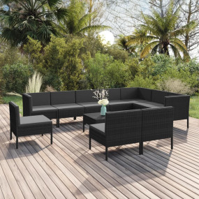 Garden Lounge Set Black