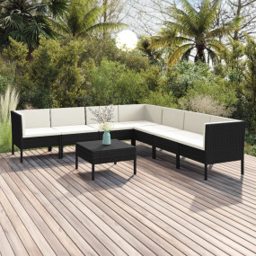 Garden Lounge Set Black, Cream White