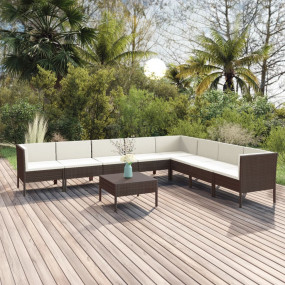 Garden Lounge Set Brown, Cream White