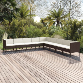 Garden Lounge Set Brown, Cream White