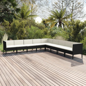 Garden Lounge Set Black and Cream White