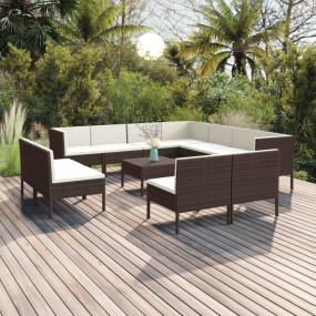 Garden Lounge Set Brown, Cream
