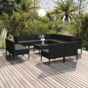Garden Lounge Set Black