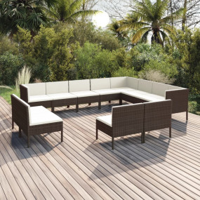Garden Lounge Set Brown, Cream White