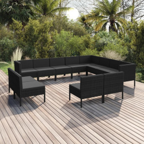 Garden Lounge Set Black
