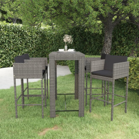 Garden Bar Set Gray, Dark Gray PE rattan, steel Medium ...