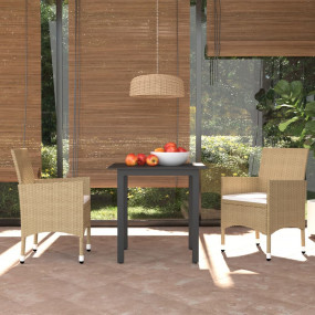 Dining Set Beige Poly Rattan Medium Lightweight Dining ...