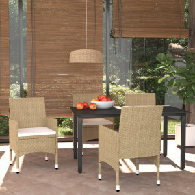 Dining Set Beige Poly Rattan Lightweight Dining Set Rec...