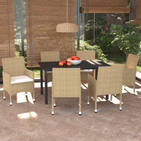 Dining Set Beige, Cream White, Black