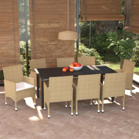 Dining Set Beige chair, Cream cushion, Black table