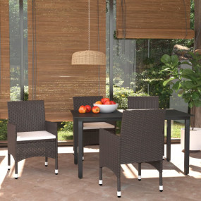 Dining Set Brown PE rattan 5 Piece Set Lightweight Dini...