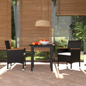 Dining Set Table: Black, Chairs: Black, Cushions: Cream...
