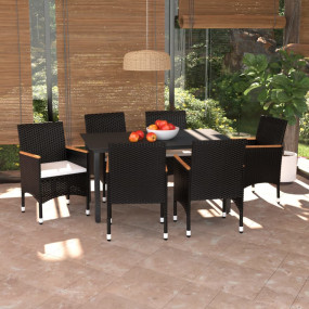 Dining Set Black PE rattan Medium Durable Dining Set