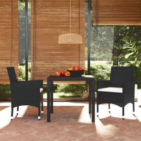Dining Set Black PE rattan, WPC, Aluminum, Steel, Polye...