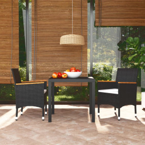 Dining Set Black PE Rattan Medium Lightweight Dining Se...