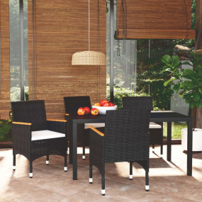 Dining Set Black PE rattan 5 Piece 5 Piece Garden Dinin...
