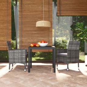 Dining Set Grey Poly Rattan Medium Light Weight Dining ...