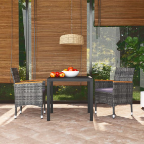 Dining Set Grey PE rattan Medium Durable Garden Dining ...