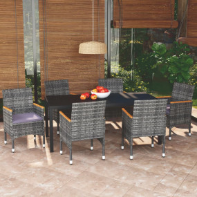 Dining Set Grey WPC Medium Durable Dining Set Rectangul...
