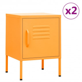 Nightstand Set of 2 Mustard Yellow Steel Adjustable She...