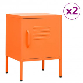 Nightstand Set of 2 Orange Steel Compact