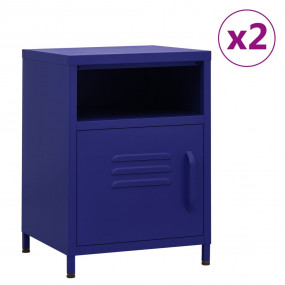 Nightstand Set of 2 Navy blue Steel 13.8 in x 13.8 in x...