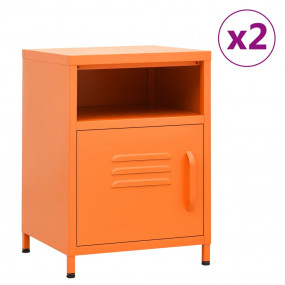 Nightstand Set of 2 Orange Steel Medium Levelers Nights...
