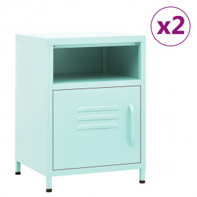 Nightstand Set of 2 Mint Steel Small Nightstand Square