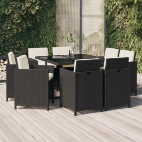 Garden Dining Set Black, Cream white PE rattan, steel, ...