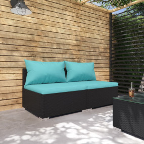 Garden Lounge Set Black PE rattan Medium Modular