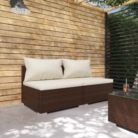 Garden Lounge Set Brown with Cream cushions