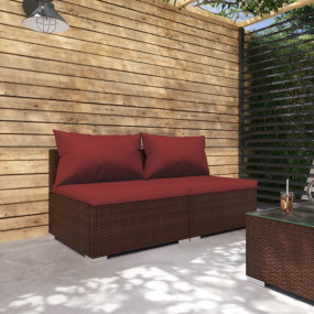 Garden Lounge Set Brown and Cinnamon Red
