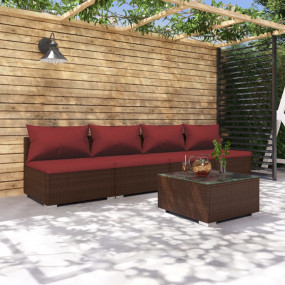 Garden Lounge Set Brown and Cinnamon red